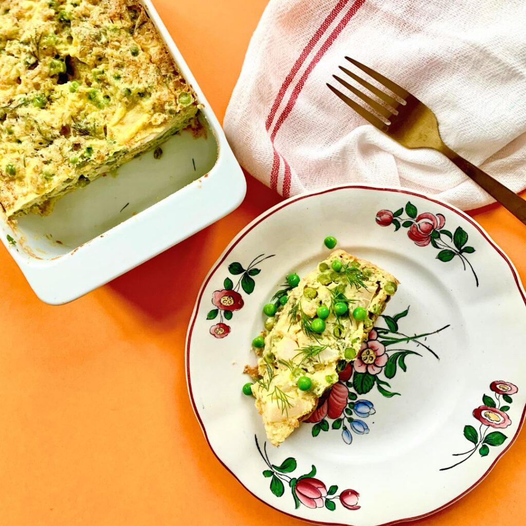 Clafouti d'asperges et petits pois