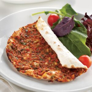 Lire la suite à propos de l’article Lahmacun turc végétarien au poivron et noix