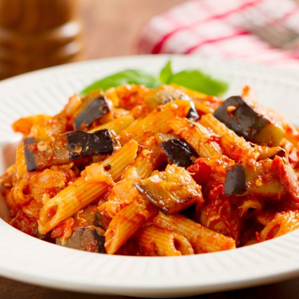 penne arrabiata aubergine